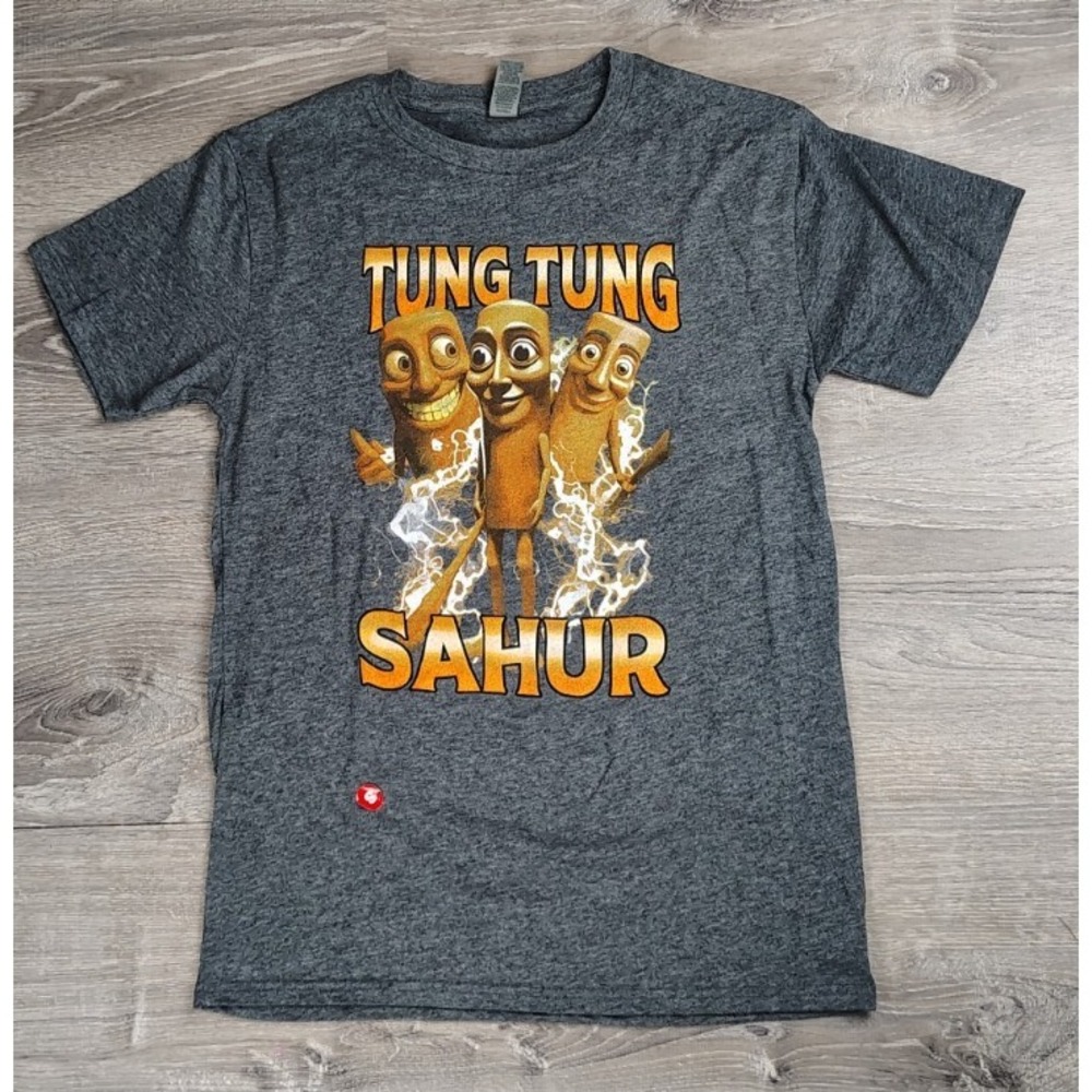 Tung Tung Tung Sahur Baseball Bat T-Shirt Grey Small Brisco Brands - Picture 1 of 7